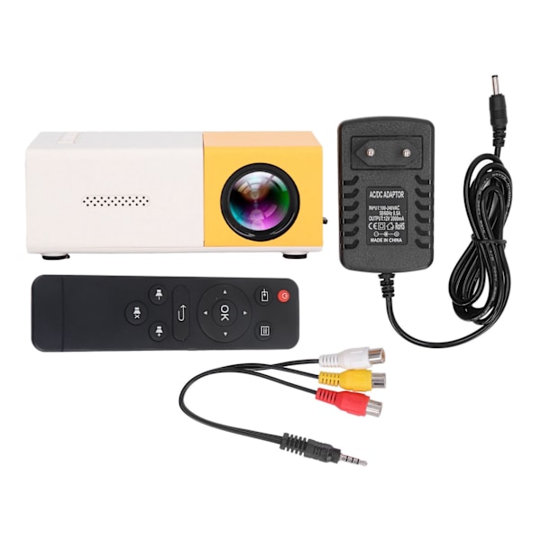 Mini Projektor 1080p Diffus Refleksjonsavbildning Støtte 23 Språk HD Projektor med Høytalere Gul 100‑240V EU Plugg