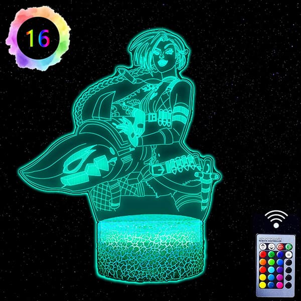 Jinx Arcane Lampe, Jinx Nattlamper for Jenterom, 3D Illu