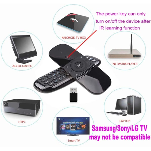 Air Remote,W2.4G trådlöst tangentbord W1 fjärrkontroll för And