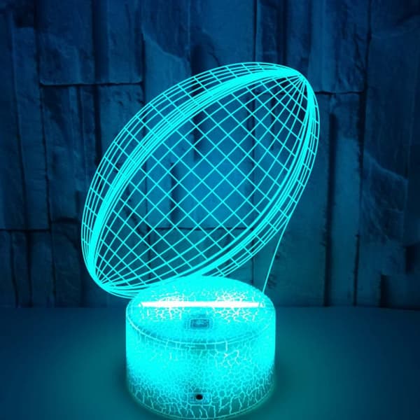 Rugby Natlampe, 3D Illusion LED Lampe, 7 Farver Dæmpbar m