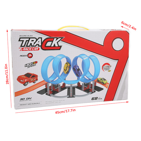 68PCS Katapult Bilbana Set Konstruktion Leksakssats för Hög Hastighet RC Leksaksbil Barn Present