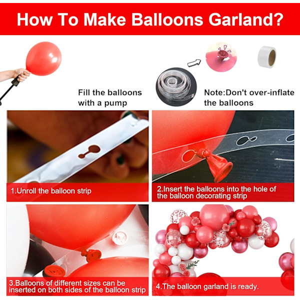 Rød ballonbue guirlande sæt - 5 10 18 tommer balloner forskellige størrelser DIY dekorationssæt perfekt til fødselsdag bryllup og events Red