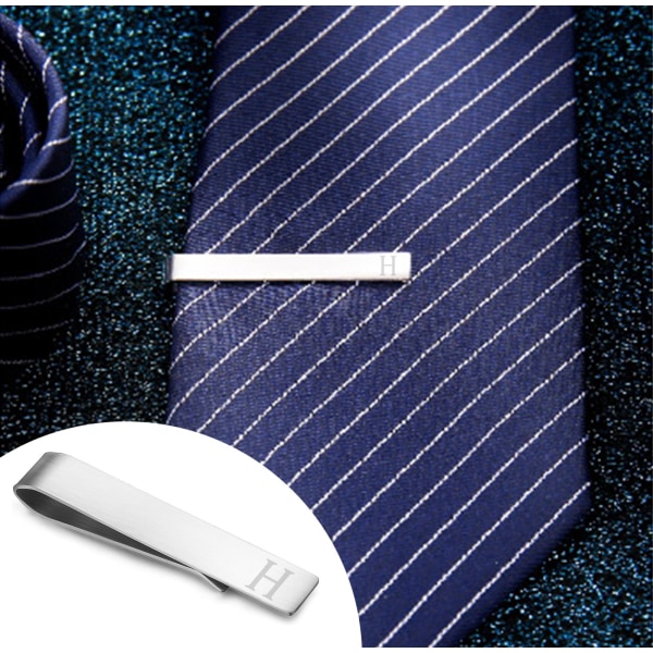 Manschettknappar och slipsklämma i rostfritt stål med graverade initialer G