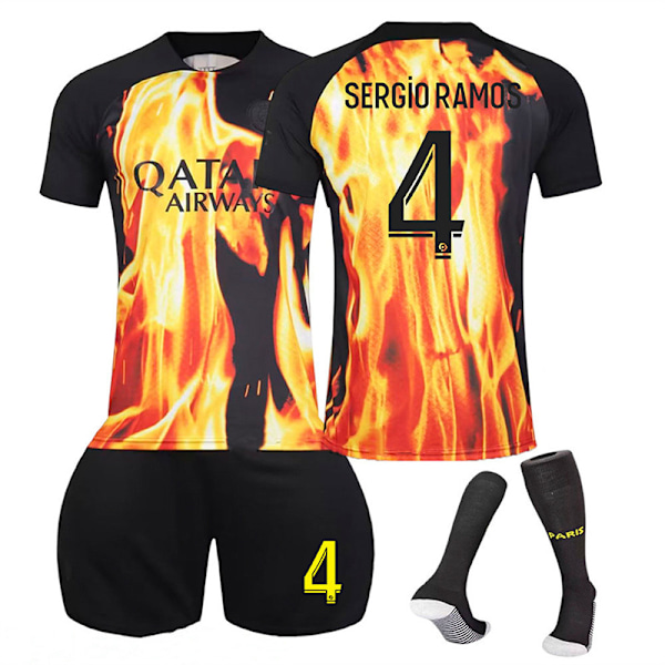 23/24 Paris Special Edition Barn og Voksen Fotballdrakt Treningssett Nummer 4 Ramos No.4 Ramos 28