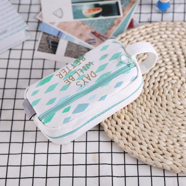 Stor Kapacitet Lærred Blyantsæske Pen Box Pung Stationery Makeup Kosmetik Taske(rhombisk)