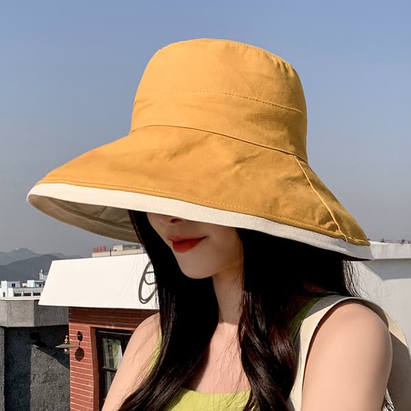 Dame Solhat Bomuld Bucket Hat Mode Sommer Strand Bred B D