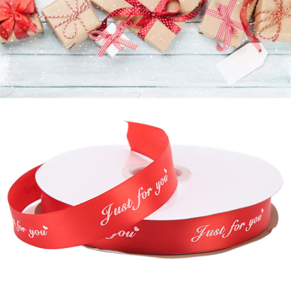 100 meter rött satinband 2,6 cm bredd dubbelsidigt satinband glänsande polyester rött band tunt för festdekoration