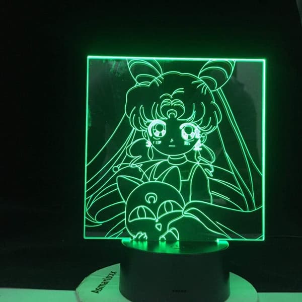 3D Optisk Illusjonslampe 7 Farger Nattlys Sailor Moon Le