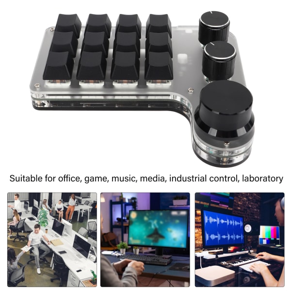 Programmerbar tastatur med RGB 3 knott 12 nøkler 2.4G USB mottak Bluetooth DIY multifunksjonstastatur