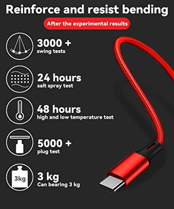 Universaali 3in1 Nylonpunottu USB-latauskaapeli, 1,2 m