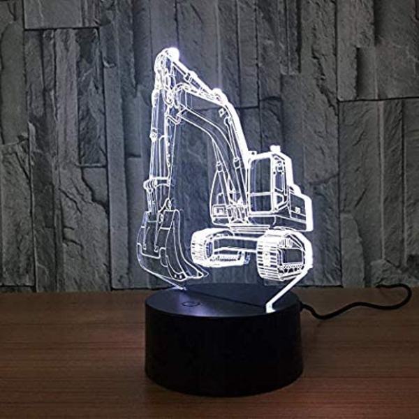 3D Gravemaskin Lastebil Bil Nattlys Bordlampe Dekor Bord Skrivebord Optisk Illusjon Lamper 7 Farge Skiftende Lys LED Bordlampe Jul Hjem Kjærlighet Bursdag