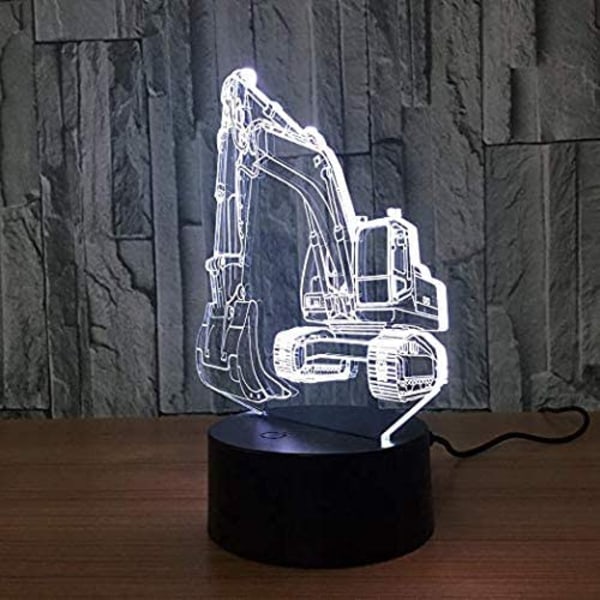 3D Gravemaskine Lastbil Bil Natlys Bordlampe Dekoration Bord Skrivebord Optisk Illusion Lamper 7 Farve Skiftende Lys LED Bordlampe Jul Hjem Kærlighed Fødselsdag