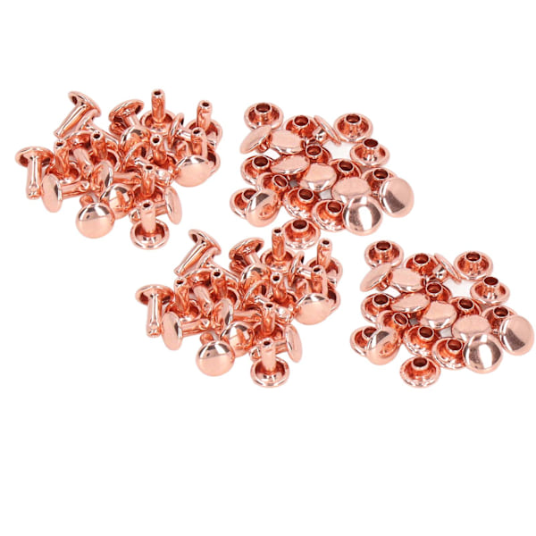 100 set dubbelsidiga nitar 7x8mm järnläder nitar DIY runda nitar för kläder väskor skobox roséguld