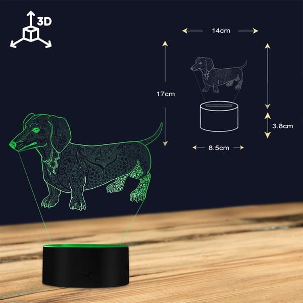 Sød Temperament Abstrakt Gravhund 3D Natlampe 3D Optica