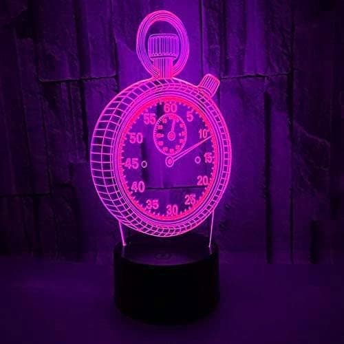 3D Ur Natlampe Bord Skrivebord Optisk Illusion Lamper 7 Farver