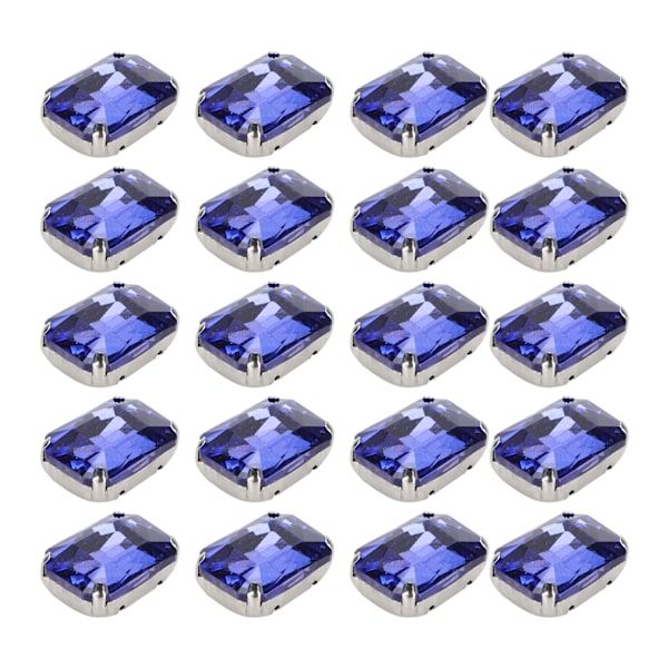 20 stk. DIY Claw Diamanter Brudekjole Retro Fashion Craft Glas Tøj Dekorationer 13 x 18mm Royal Blue Rektangel Glas Claw Diamant