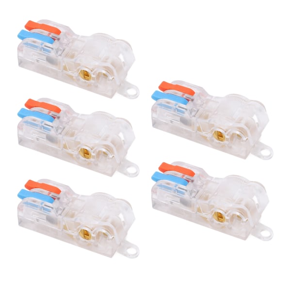 5 Stk Lever Wire Connectors Kit 2 Port T Type Splitter Quick Wiring Push in Leder Terminal Block T22C 250V 32A
