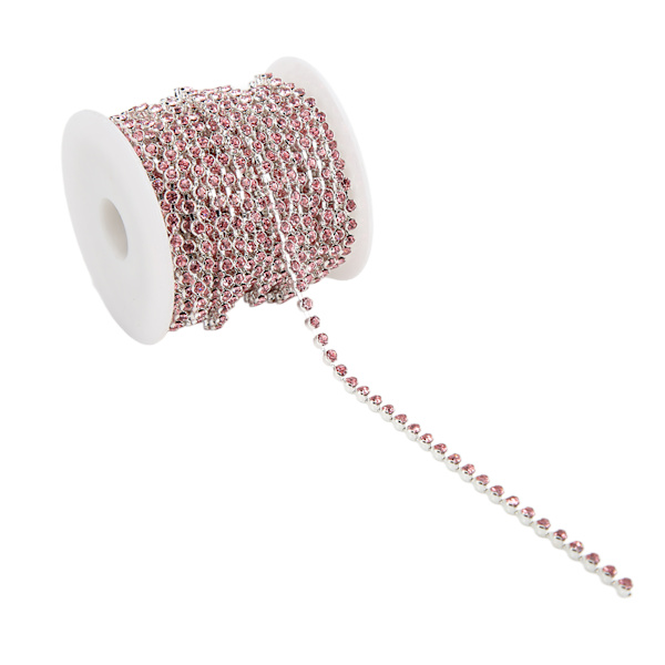 Rhinestone Trim 10yd oksidasjonsbestandig blank overflate robust holdbar utsøkt design mye brukt Rhinestone ChainLight Pink On Silver