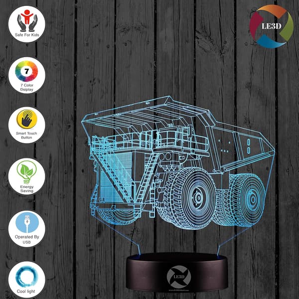 3D Optisk Illusjon Nattlys - 7 LED Fargeskiftende Lampe