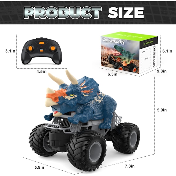 Fjärrkontrollbil, RC-lastbil för småbarn med lampor, ljud, spray, elektrisk 2,4 GHz hobby RC-bil leksaker födelsedagspresent för pojkar flicka