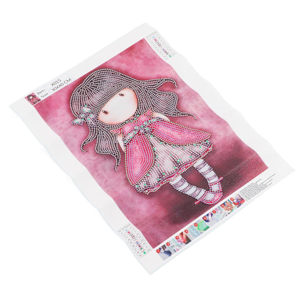 Rhinestone Maleri Kit Lille Pige Mønster Skinnende Udsøgt Enkel Betjening DIY 5D Maleri Kunst 30x40cm