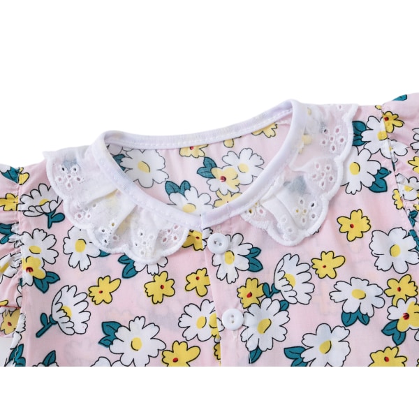 T-shirt och shorts för tjejer Set , L (ljusrosa blomma)