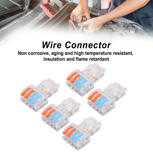 5 st Lever Wire Connector Mässing Kontakt Plugg Typ T Typ Snabbkoppling Kabelkontakt med Clamshell Design 250V 32A