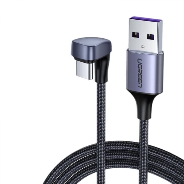 USB C-kabel U-form 2m 3A Type C Hurtiglading Nylonflettet