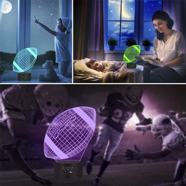 Fodbold Natlys til Børn, Led Lys 3D Optisk Illusion Lampe Soveværelse Dekoration Belysning