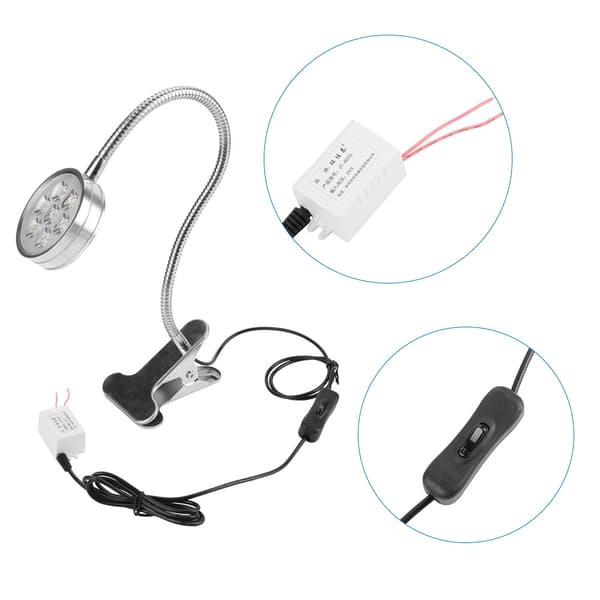 LED-maskinarbeidslys Svanehalsklips/Fast baseklemmebryterlampe (#07)