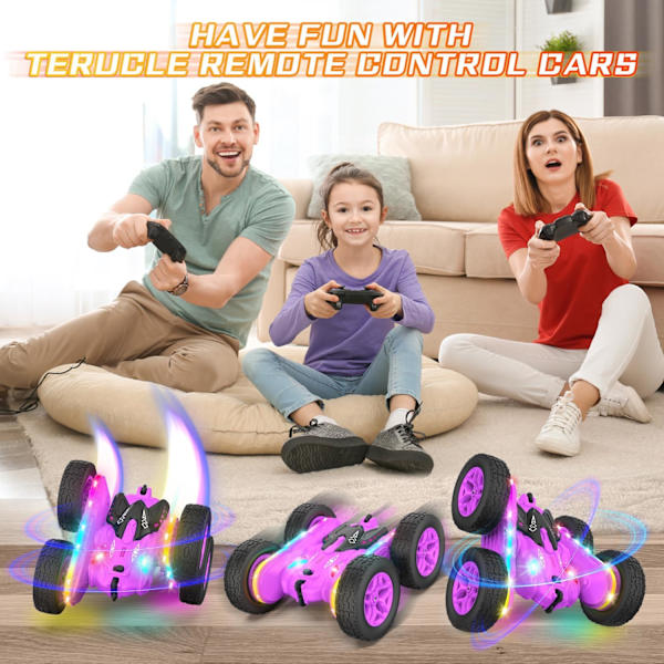 Kauko-ohjattava auto, temppu RC-autolelut Uudet päivitetyt valonauhat ja ajovalot Autolelut Kaksisuuntainen 360° pyörivä 4WD Rc Drift -kuorma-auto lapsille Purple