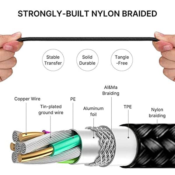 Multiladdningskabel, Multiladdningskabel i nylonflätad 3 i 1