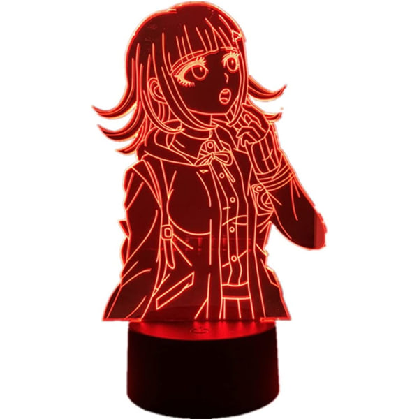 USB Manga Lampa 7/16 Färger Fjärrkontroll Touch Bas 3D Lampa Anime Chiaki Nanami Figur Barnrum Led Nattlampa för Sovrum/Vardagsrum/Fests Dekoration Ljus