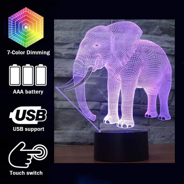 Elephant-2 ZTOP Abstrakt 3D optisk illusion färgglad Lig
