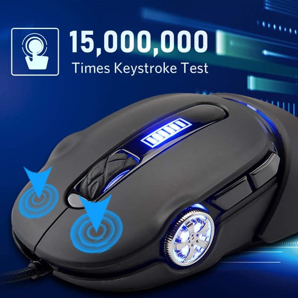 USB Kablet Mus, 3200 DPI 6 Knapp Stille Pustelys Er