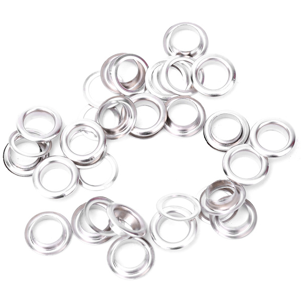 100 stk messing klær DIY verktøy strikking tilbehør anti-rust skinn håndverk øyehull (sølv 17mm)