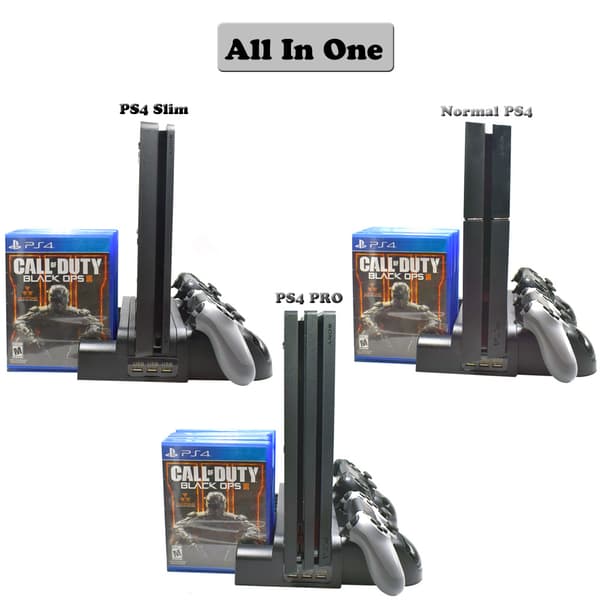 PS4 Stativ Kølestation til Playstation 4/PS4 Slim/PS4 Pro, PS4 Pro Vertikal Stativ med 12 Spil Slots