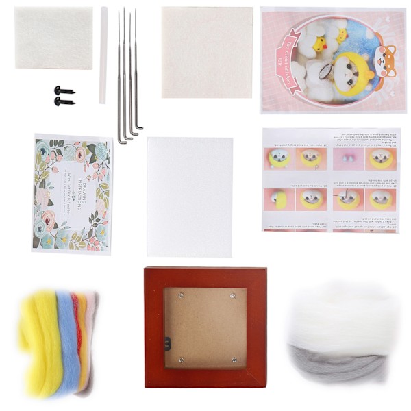 Nålfiltningskit Fotoram Ullfiltning Tillbehör Djur Plyschdocka DIY Material216# Moln Kyckling