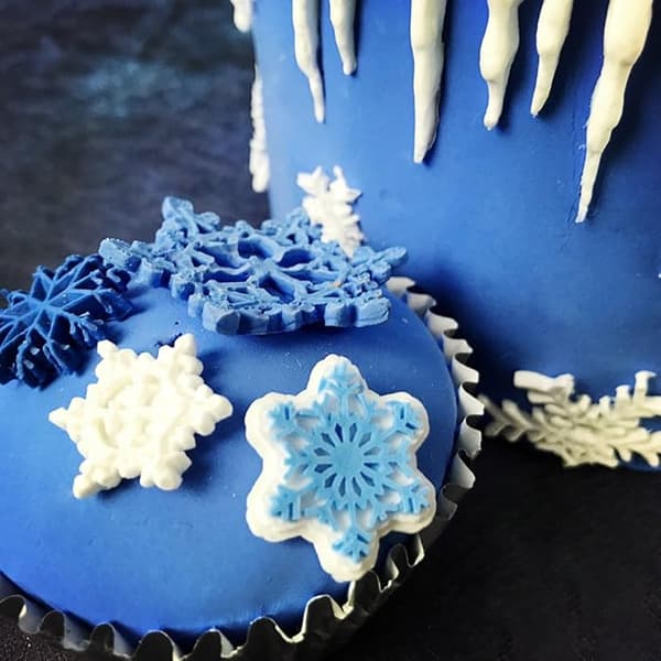 3D Julemotiv Silikon Fondantform Snøfnugg Sukker Ca