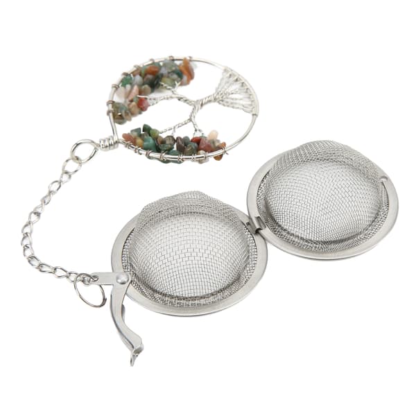 Teinfuser 304 Rustfrit Stål Livets Træ Te Si, Teinfuser Krystal Te Si Indian Agat