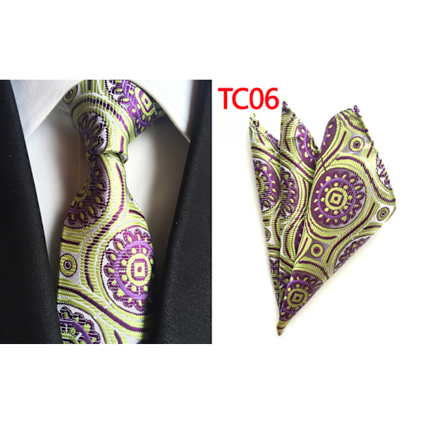 Herr slips Paisley vävd siden slips set med ficka Suqare F T