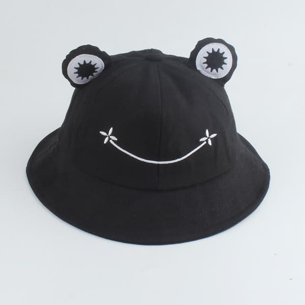Barn Groda Hatt, Söt Groda Hinkhatt, Bomull Hinkhatt Black