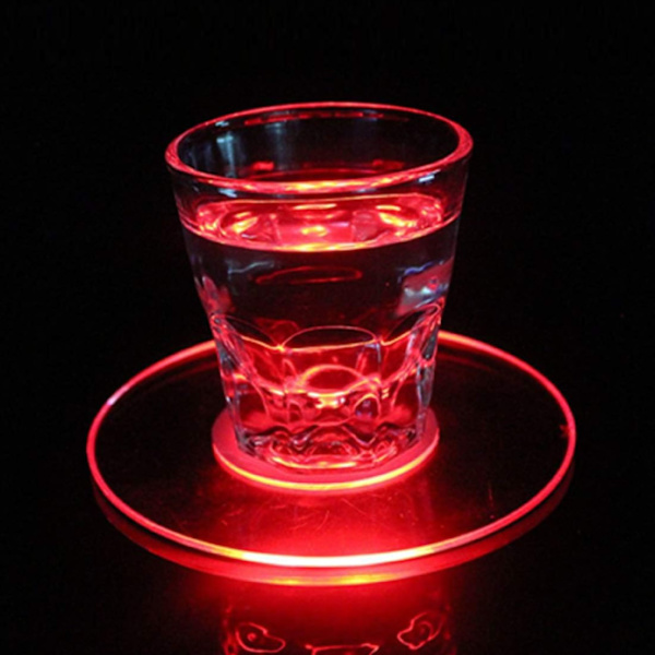 2 stk. LED lys kopunderlag 3 tilstande runde form farverig belysning akryl cocktailunderlag til bar klub circular