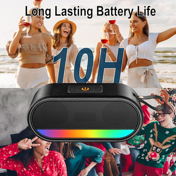 Bärbar Bluetooth-högtalare med LED-lampor, 24W Högt ljud med kraftfull bas, Bärbar trådlös upp till 10 timmars speltid, Inbyggd mikrofon Bluetooth