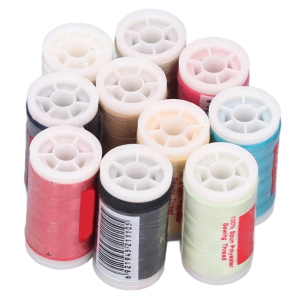 10 stk sytråd i forskjellige farger, høykvalitets polyester sytrådsett for husholdningssymaskin, DIY quilting og sying