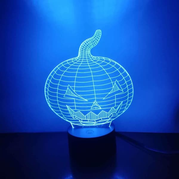 3D Halloween Gresskar Nattlys LED Illusjonslampe Nattbord D