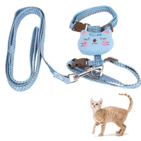 AntiLost kattsele med koppel Pet Justerbar EscapeProof selerem för promenader Blue