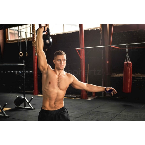Vikter-lyftningsträningshandskar, Gym Barehand Grip, Stöd Alpha Cross-Training, Rodd, Power-Lifting, Pull Up (Svart,L)