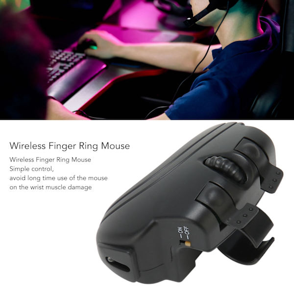 2,4 GHz trådlös fingermus med stabil anslutning, ergonomisk handhållen bärbar USB-driven mus för kontor