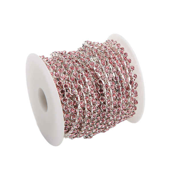 Rhinestone Trim 10yd oksidasjonsbestandig blank overflate robust holdbar utsøkt design mye brukt Rhinestone ChainLight Pink On Silver